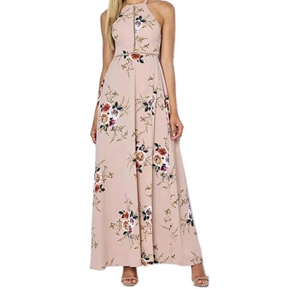 Dresses & Skirts - NWT Taupe floral high neck maxi dress